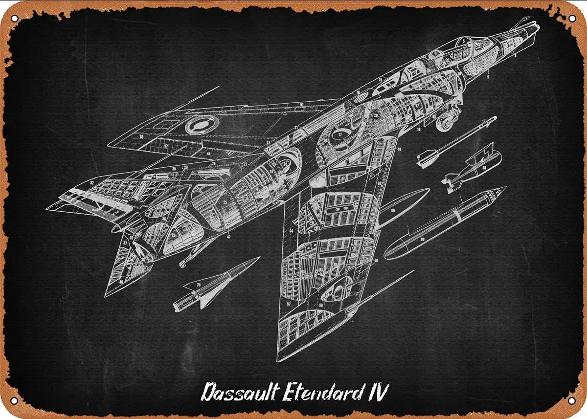 Dassault Etendard IV Metal Tin Sign Wall Decor Man Cave Military Fan Gift Home Bar Pub Decorative Military Posters 12x8 Inch