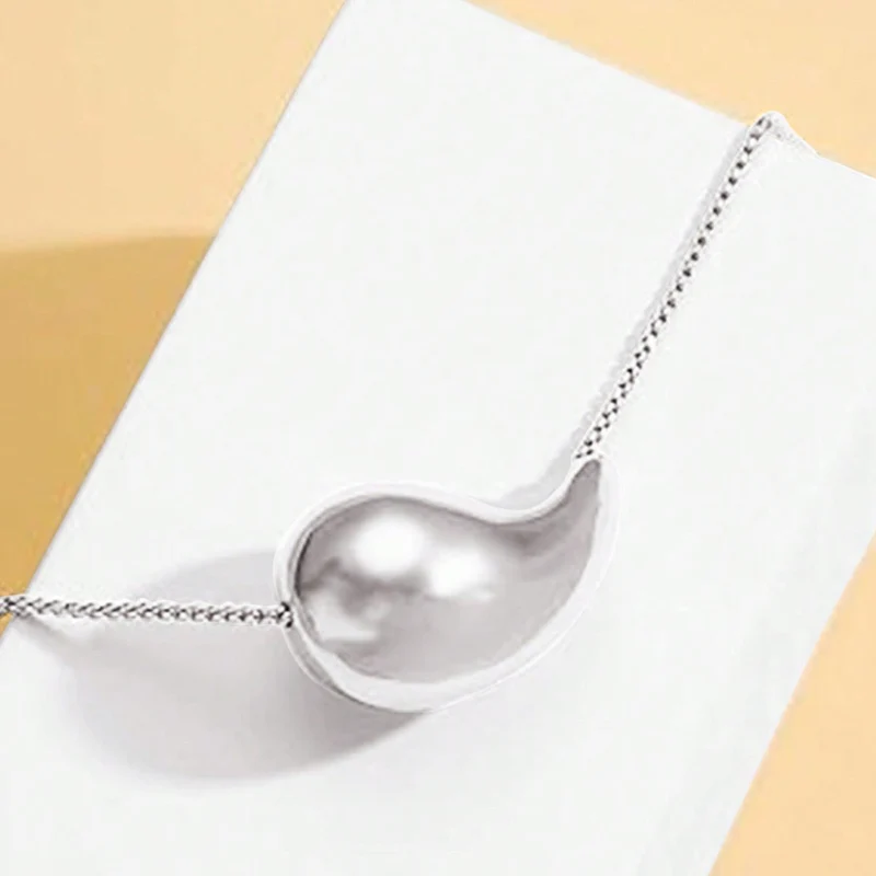 Obega 2PCs Set Water Drop Earring Necklace Set Gold Color Trendy Necklace Tear Drop Earring Shinny Silver Women Jewelry Set image 4