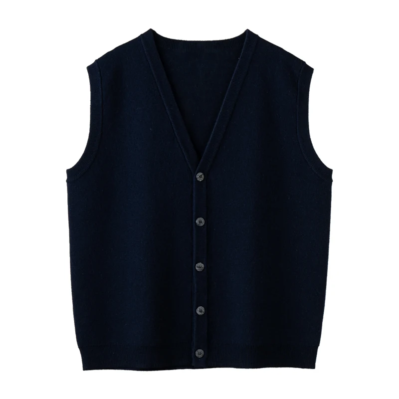 

2025 New V-Neck Sleeveless Men's Vest 100% Pure Cashmere Cardigan Vest Fashionable High-End Men's Sleeveless Jacket