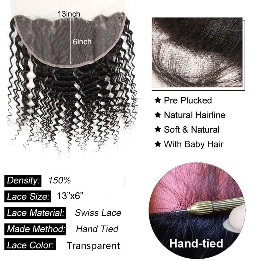 4x4 5x5 6x6 Deep Wave Closure Human Hair Newmi 13x4 13x6 Deep Wave Human Hair Lace Frontal for Women Pre Plucked Natural Color