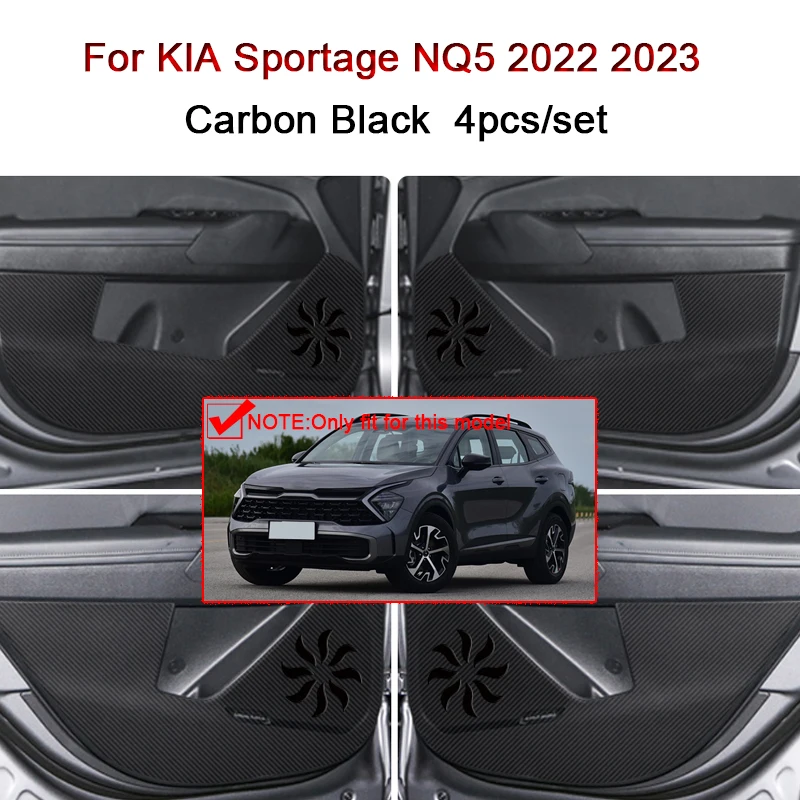 For KIA Sportage NQ5 2022 2023 Car Door Anti Kick Pad Carbon Fiber Leather Texture Anti Dirt Protective Sticker Auto Accessories