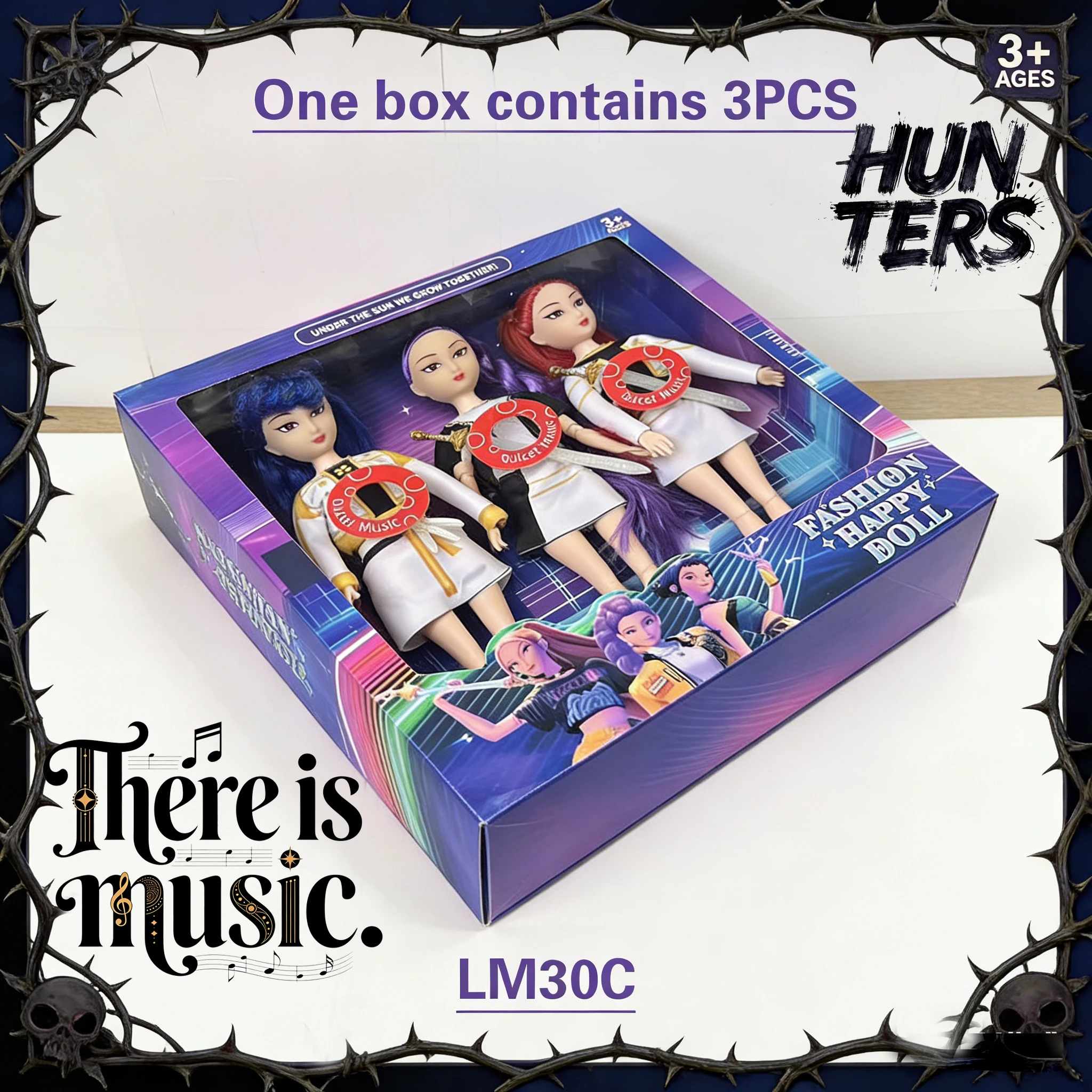 2026 Anime 3 STKS Muñeca Estatuilla con Música |   Pop Demon Hunters Rumi Mira Zoi Mascara Mascara voor Fans