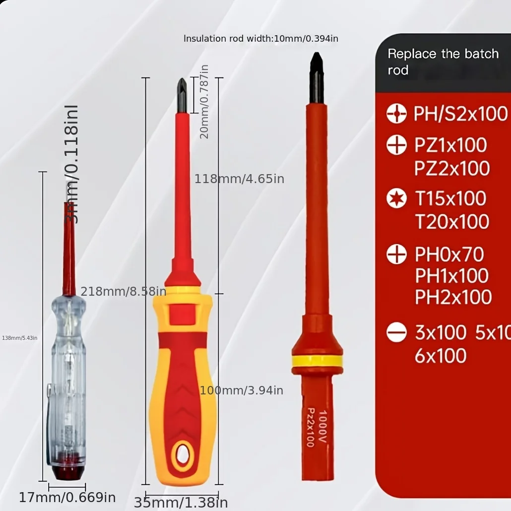 13 parçalı 1000V Değiştirilebilir Yalıtımlı Tornavida Seti ve Manyetik Oluklu Uç Tamir Araçları Elektrikçi Aletleri