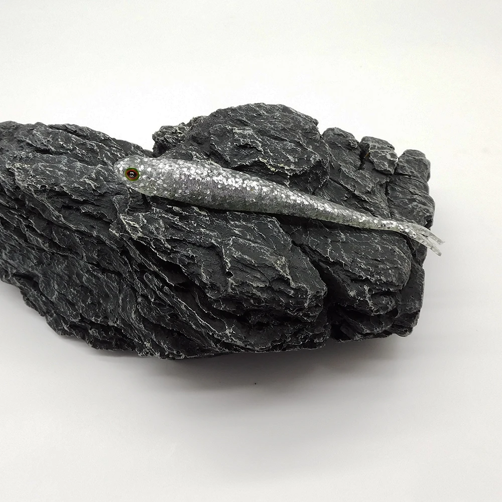 ESFISHING Real Shad 130mm Pesca silikon buatan lembut umpan garpu ekor Minnow Jigging umpan memancing pike