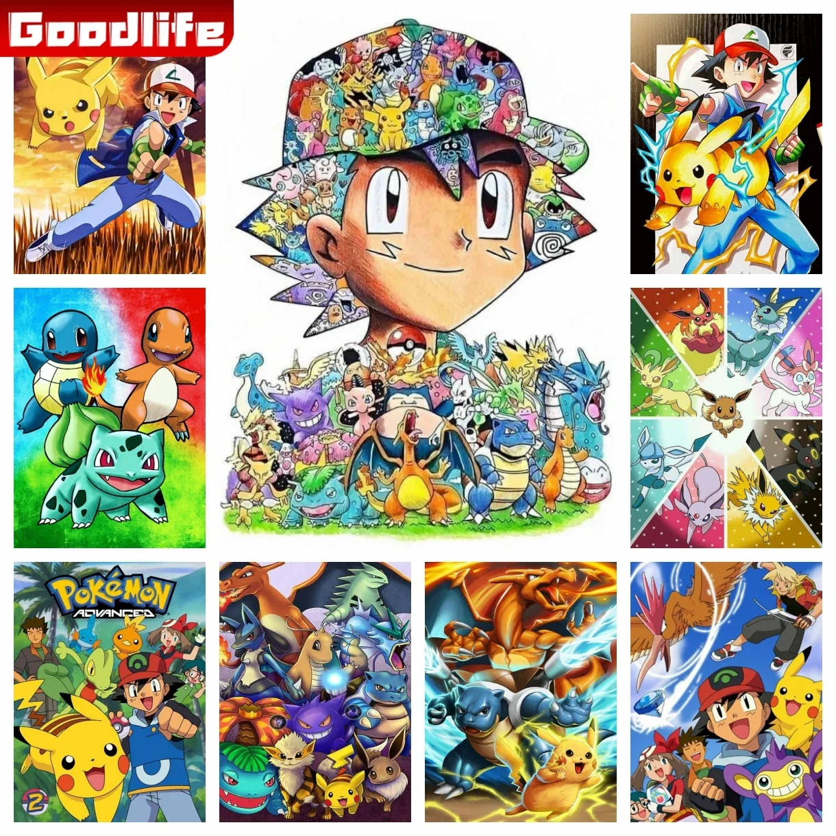 Pokemon 5D DIY Diamond Painting Embroidery Cute Cartoon Pikachu Art Mosaic Rhinestones Cross Stitch Home Decor Kids Gift