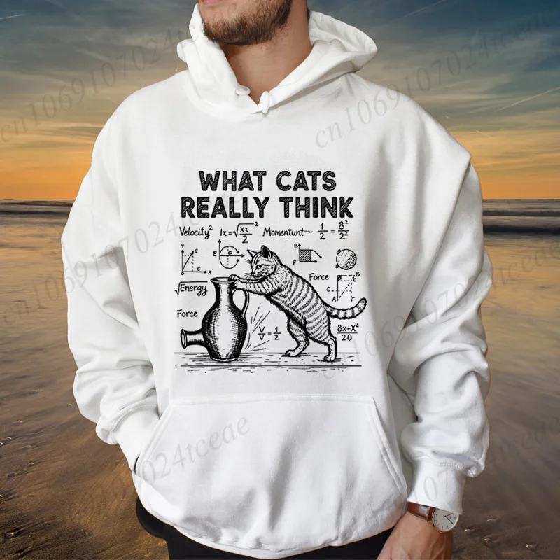 Sudadera con Capucha con Diseño Divertido de Física de Gatos, Sudadera con Estampado de Gatos con Humor Científico y Matemático, Sudadera Personalizada para Hombre y Mujer, Ropa Casual de Calle, Sudadera de Moda