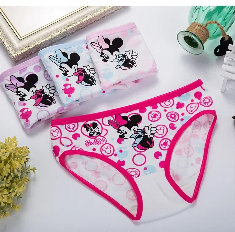 4pcs Disney Minnie Girls Panties Color New Girl Triangle Underwear Cartoon Children Knickers Underpants Kids Boxers Brief