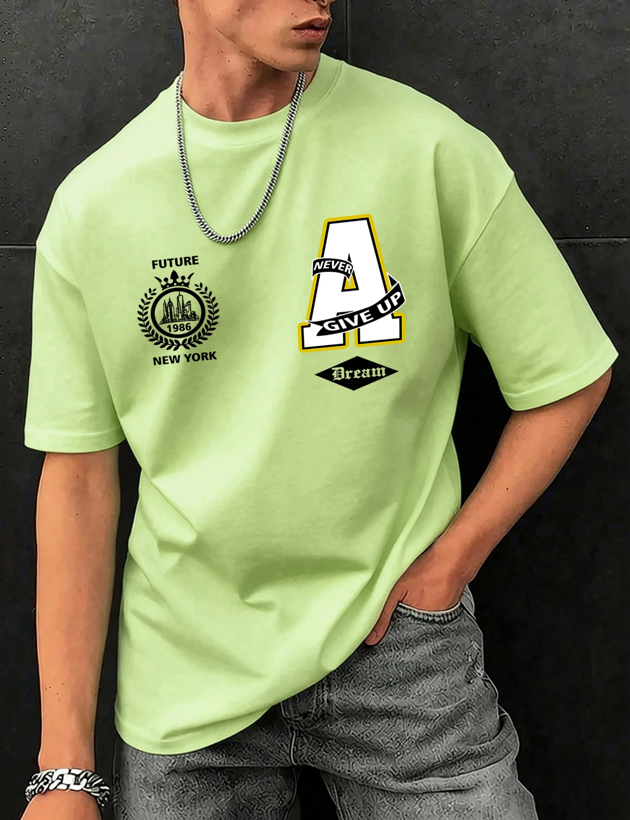 New York 1986 Dream Creative Prints Herren-Sommer-T-Shirt mit lockerer Passform, High-Street-Mode-Oberteile, Baumwolle, bequem, atmungsaktiv, kurze Ärmel