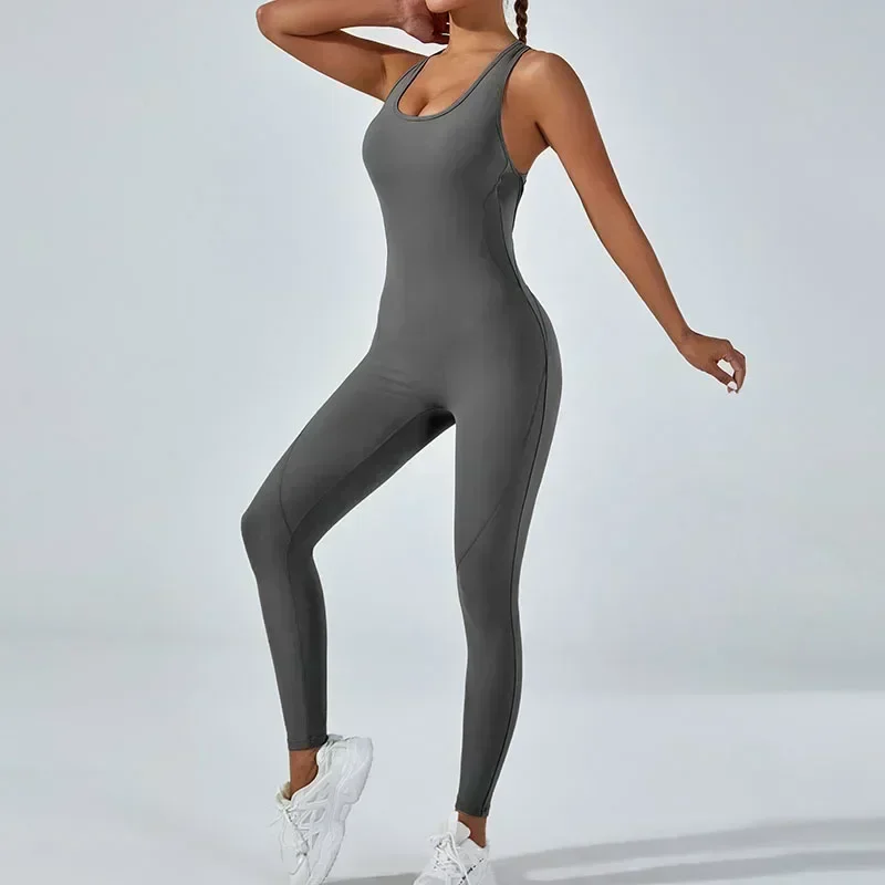 Combinaisons de yoga sans couture pour femmes, pantalons assiste de levage de hanche de pêche, survêtements de sport dos nu, entraînement de gym, fitness, 1 pièce