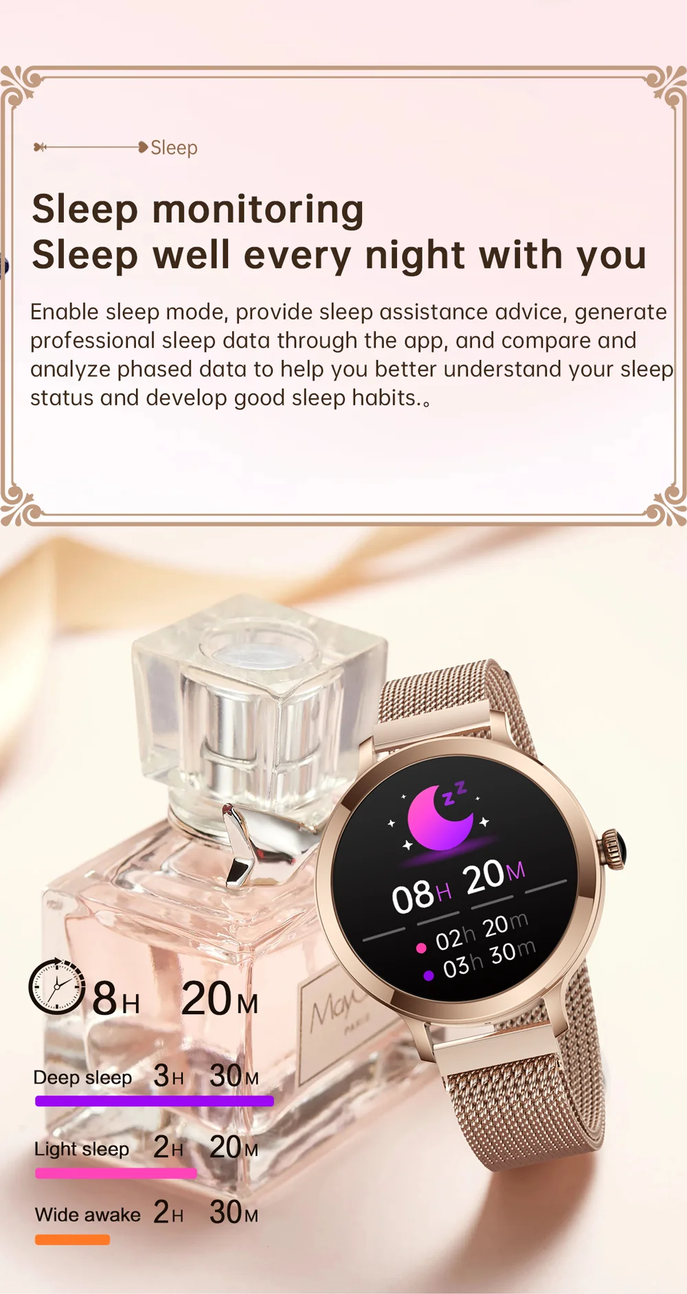SV05 Fashion Smartwatch 1,16 cala HD duży okrągły ekran BT połączenie kobiety przypomnienie fizjologiczne monitorowanie zdrowia kobiety inteligentny zegarek