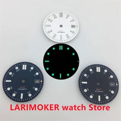 BLIGER 31mm Watch dial black blue white dial green luminous suitable for NH34 NH34A movement