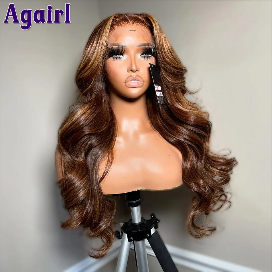 

200 Density Blonde Brown Highlight Wigs Human Hair For Black Women HD 13X6 13X4 Body Wave Lace Frontal Wig 6X4 Closure Lace Wig