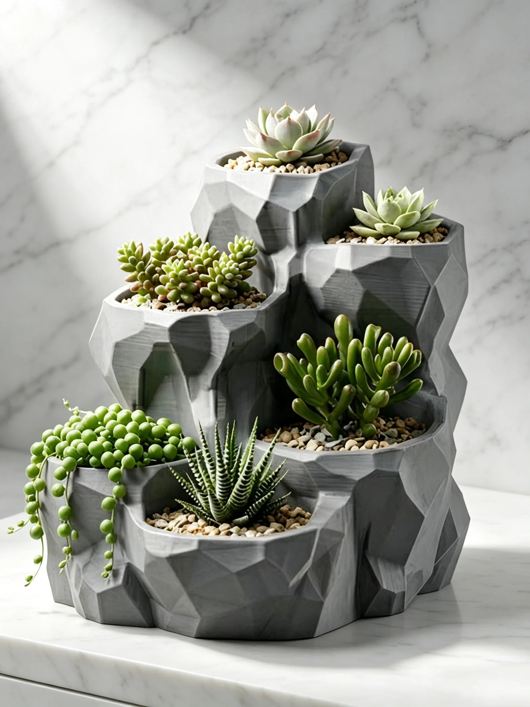 Rockery Rock Style Sukkulententopf aus Kunstharz, Tischblumentopf mit mehreren Pflanzmöglichkeiten, dekorativer Topf für Kakteen und kleine Pflanzen. – Detail 13