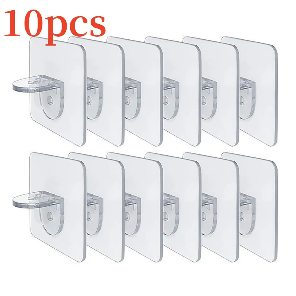 

5/10Pcs Transparent Adhesive Shelf Support Pegs Shelf Support Clip Wall Hanger Clapboard Punch Free Hook Strong Holder