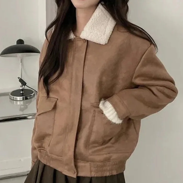 Chic Autunno Inverno Pelliccia di agnello Jaet Thi Caldo motociclista Sle Sirena Pelle e capelli Intercati Cappotto Capispalla da donna