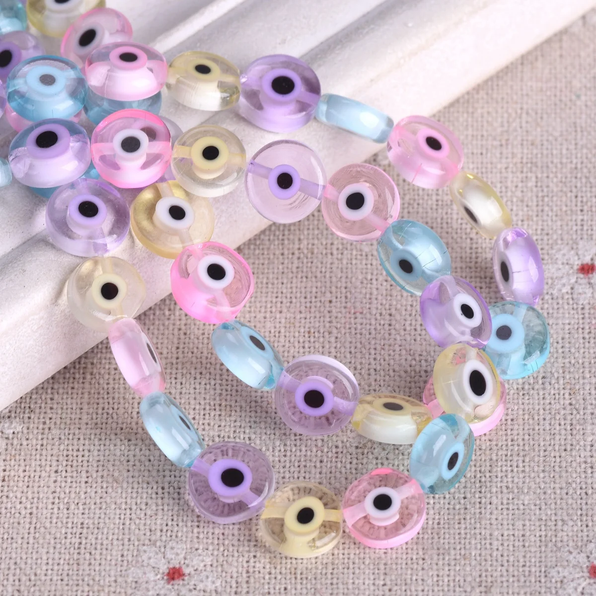 

1 Strand 35cm Mixed Colors Eye Flat Round 6mm 8mm 10mm Handmade Millefiori Lampwork Beads For Jewelry Making DIY Findings