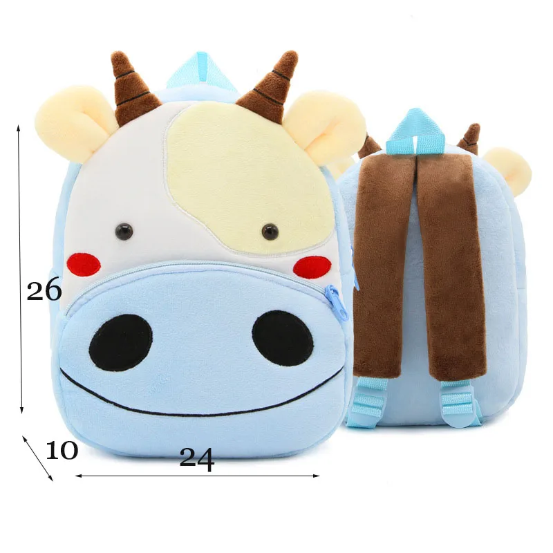 Custom Your Name Cow Animals Backpack Bag，Light Blue and Multicolorful Backpack for Kindergarden Children