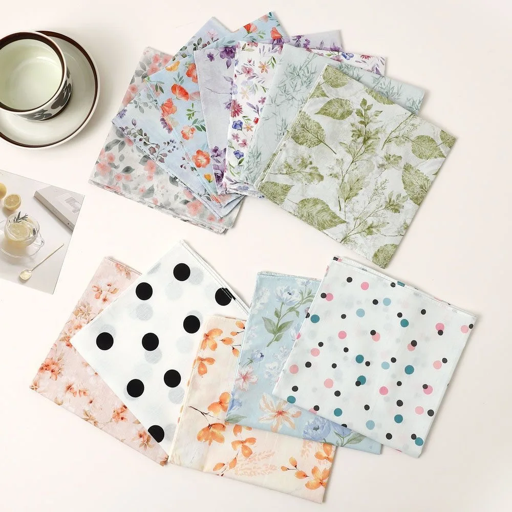 3 Stück neues Damen-Taschentuch aus reiner Baumwolle, dünn, weich und bequem, gepunktetes Schweißtuch aus Baumwolle, altmodische Nostalgie