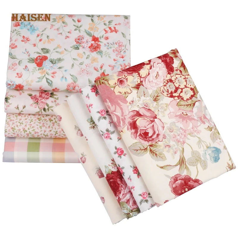 Printed Twill Cotton Fabric,Patchwork Cloth,DIY Quilting Sewing Textile Material For Baby&Children 8pcs/Lot,Gorgeous Rose Series