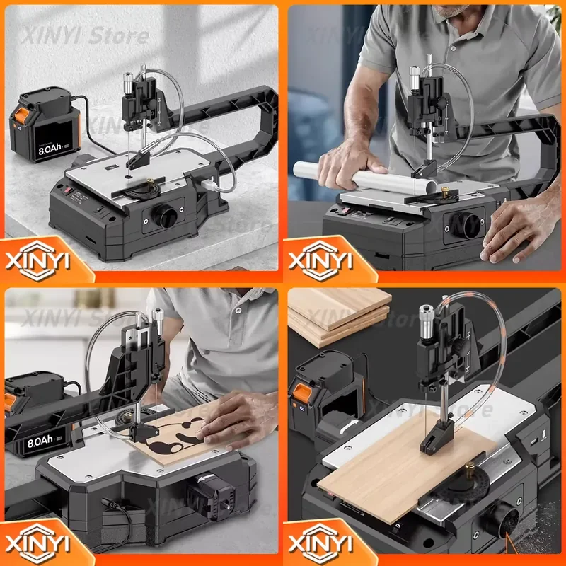Benchtop Jigsaw for 4.0Ah/6.0Ah Battery, Compact Multi-Purpose Dust-Free Wood Carving and Openwork Saw, Woodworking Electric