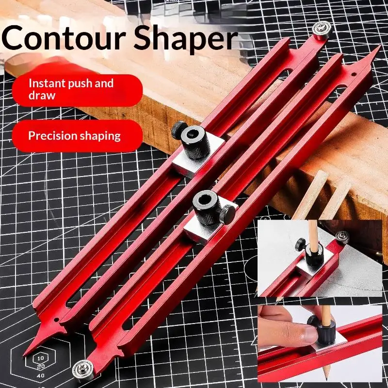 Contour Gauge Scribe Tool Profile Scribing Ruler Adjustable Pencil Holder Woodworking Edge Corner Measuring Profile Duplicator