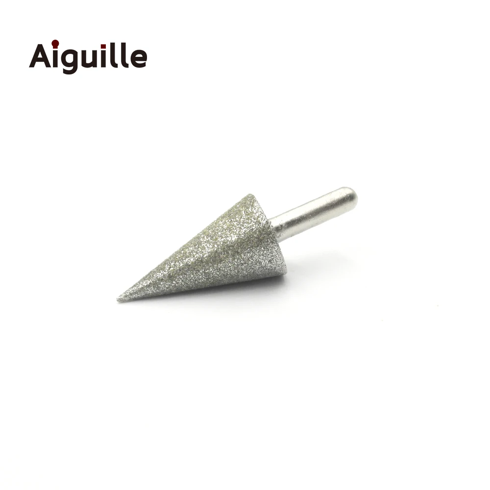 Diamante Grinding Burr Peeling Point, Jade Pedra Burr, 30 ângulo Haste, 6mm, 80 #