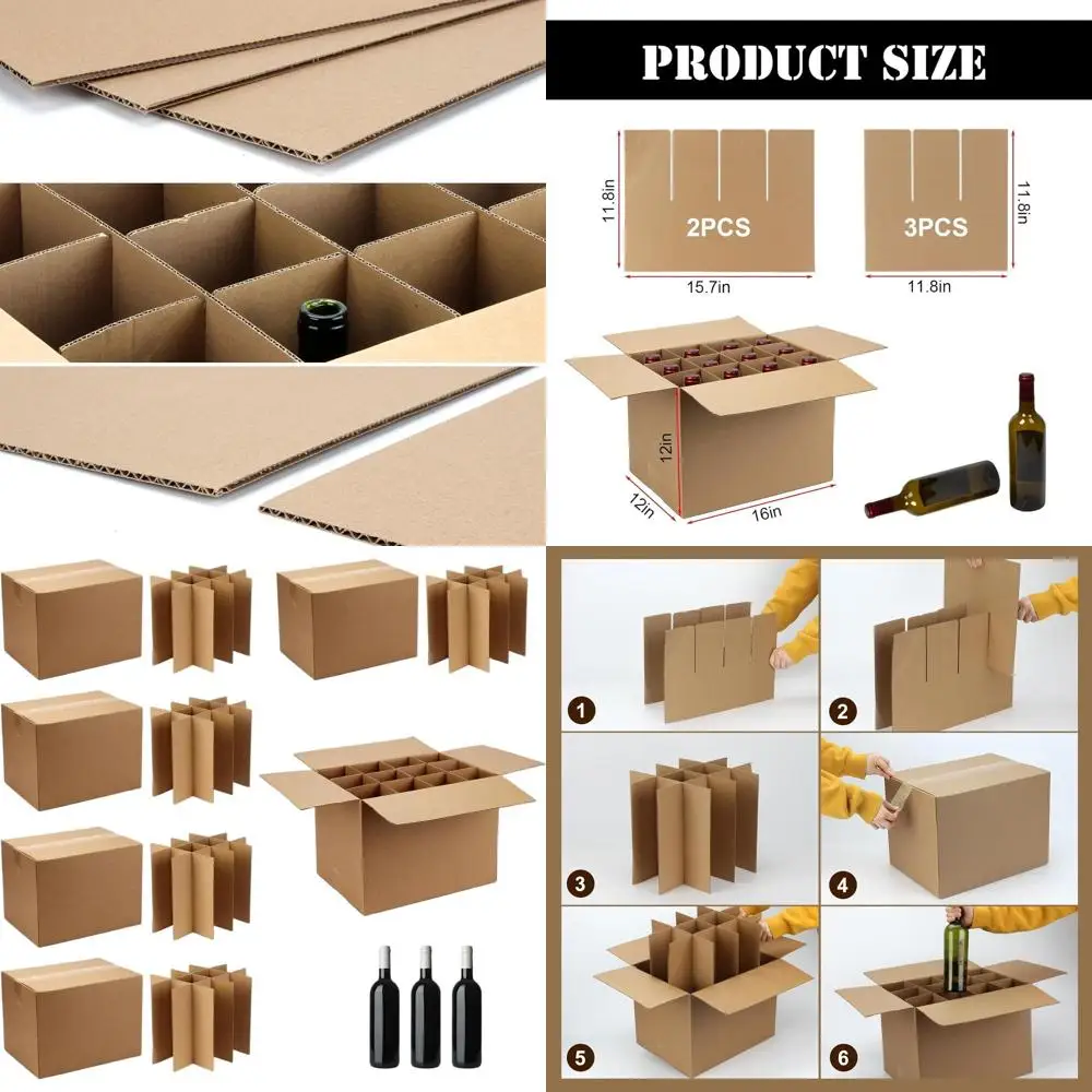 

Set of 6 Glassware Packing Boxes with Cardboard Dividers for Moving 16x12x12 Inches