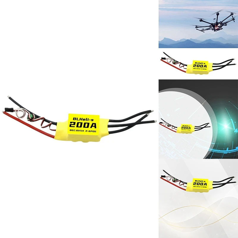 

Blheli бесщеточный ESC 200A 2-6S 6V 5A BEC для RC FPV Multirotor Fixed Wing Drone DIY части