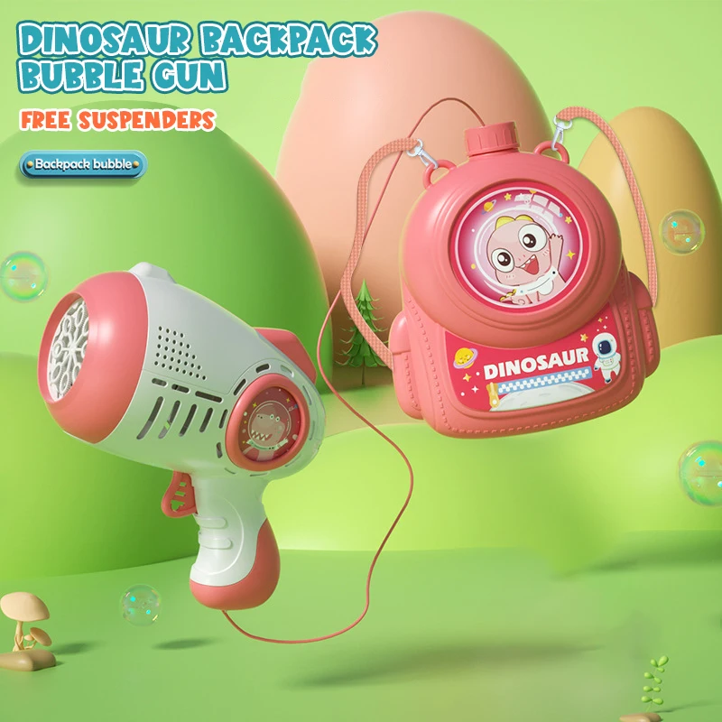 Elektrische Bubble Gun Automatische Bubble Machine Maker Met Lichte Ruimte Zeepblazer Zomer Kinderen Dinosaurus Speelgoed Kid Bubble Rugzak