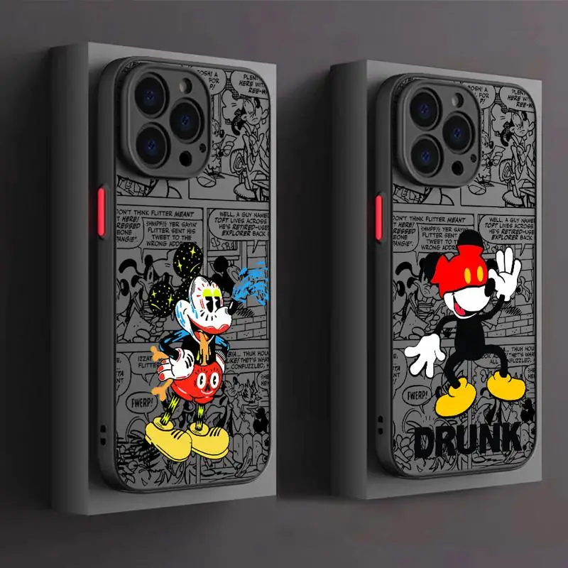 Mickey e Minnie Mouse Matte Phone Case, Capa Translúcida, Capa dos desenhos animados para iPhone 15, 14, 11 Pro Max, 13, 12 Mini, XR, X, SE, 7, 8, 6, 6S Além disso