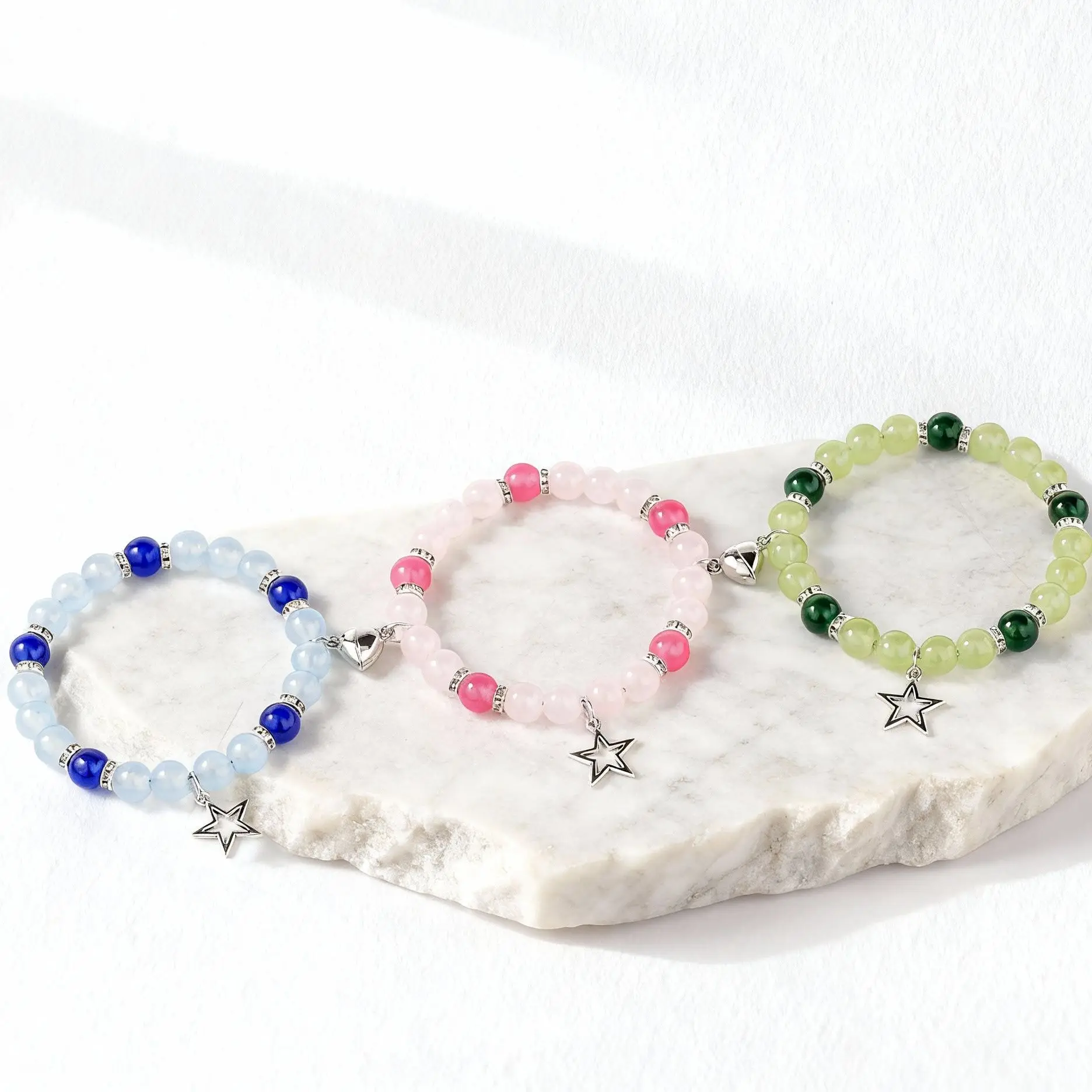 Bracelets for 3 Friends Star and Pearl Jewelry Y2K Star Beaded Matching Friend Beaded Cute Kawaii Bracelet
