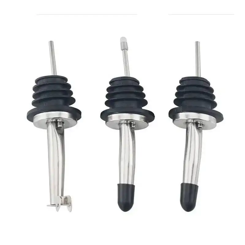 

5 PC Stainless Steel Oil Spout Pourer/Mouth With Stopper Flask Dry Red Wine Pot Bottle Cork Plug Olive Pourer Dispenser