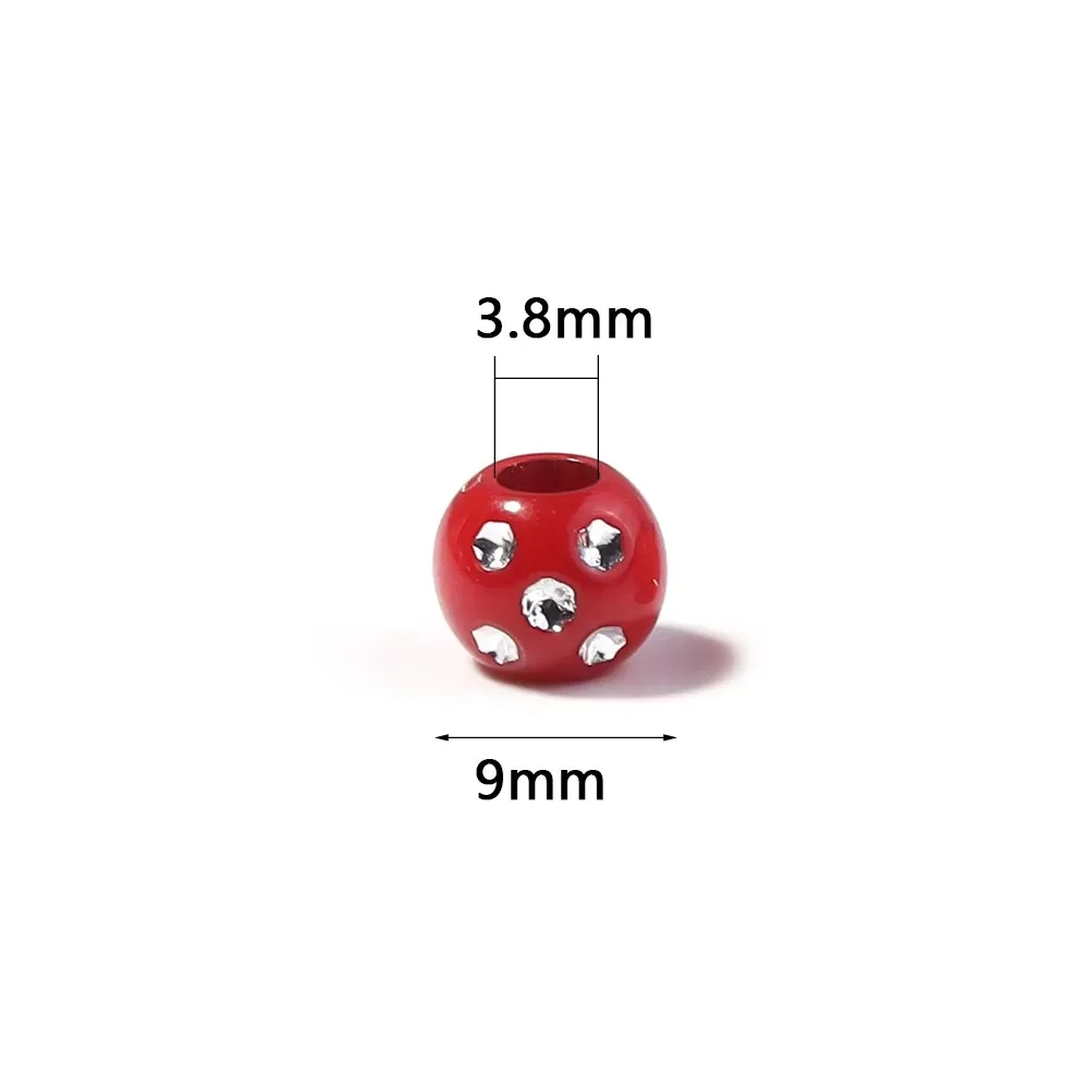 100 Stück 9 mm glänzende Acrylperlen, Kristall-Abstandshalterperlen mit großem Loch für die Schmuckherstellung, DIY-Armband, Halskette, Kopfbedeckung, Dekorationszubehör – Detail 1