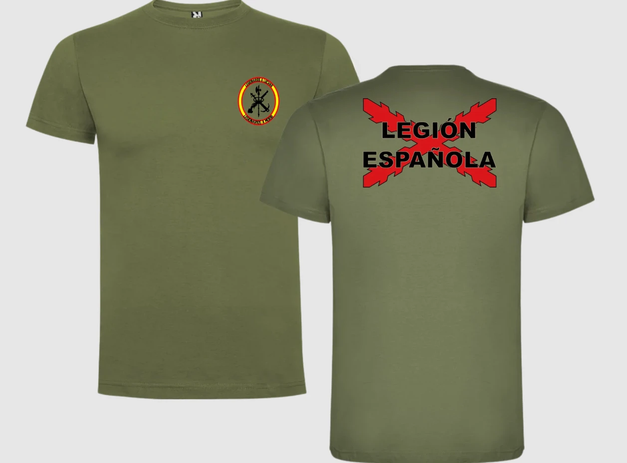 Camiseta Legión Española Spain Military Men T-Shirt Two Side Print Short Sleeve Casual 100% Cotton Shirt