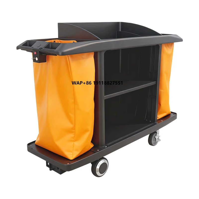 Electric Driven Hotel Room Service Vehicle Trolley Janitor Cart for Housekeeping & Laundry Cleaning Needs for Cleaning Carts