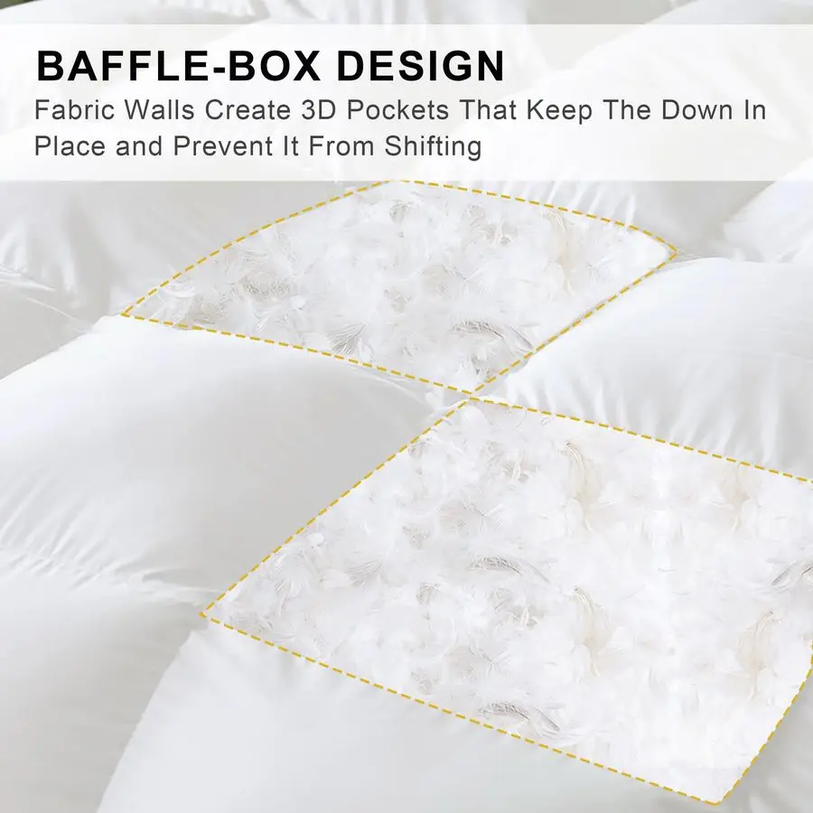 Edredom de penas tamanho queen, inserção de edredom de algodão de poliéster branco, edredom para cama de hotel para todas as estações com abas de canto