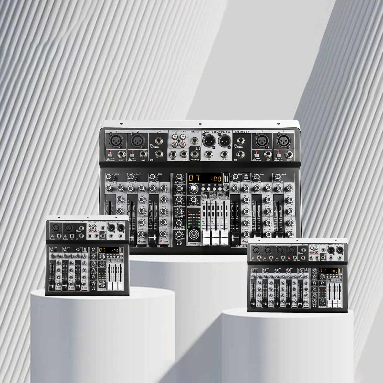 

AIBEDO KP Series Professional Audio Mixer - 4/6/8-Channel with Bluetooth AUX 99 DSP USB Audio Interface MP3 Recording