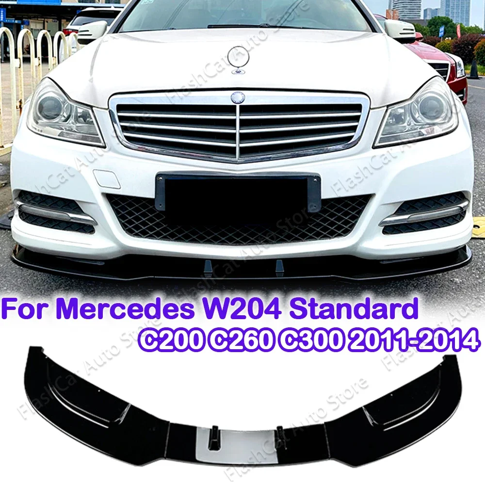 

For Mercedes C class W204 S204 C204 Front Bumper Splitter Lip Spoiler Diffuser Tuning ABS Accessories C200 C250 C300 Standard