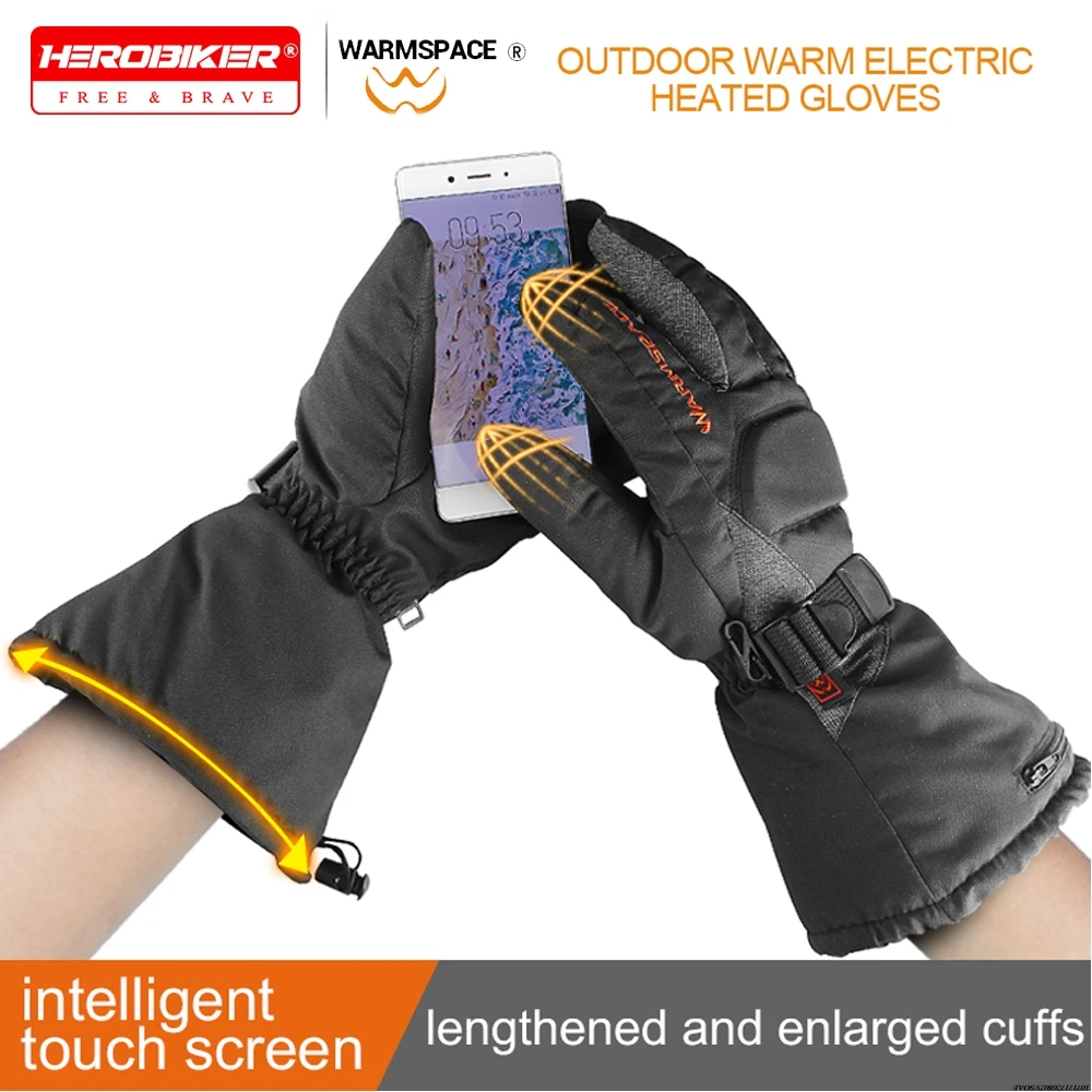 

Winter Electric Heated Gloves Motorcycle Moto Heated Gloves Warm Waterproof Rechargeable Heating Thermal Gloves For Snowmobile