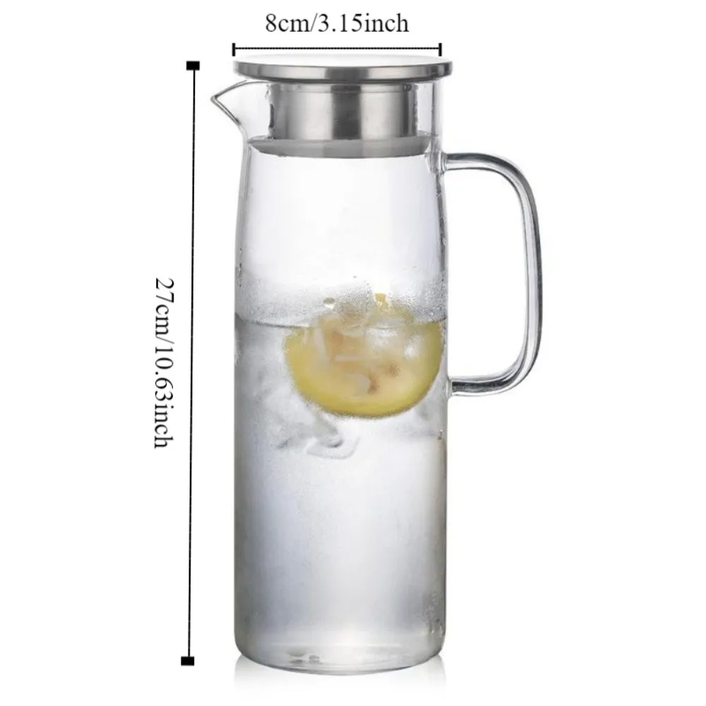 Minimalist 1.5L Glass Water Pitcher Large Capacity Durable Cold Hot Kettle Transparent Filtering Water Juice Jug Outdoor