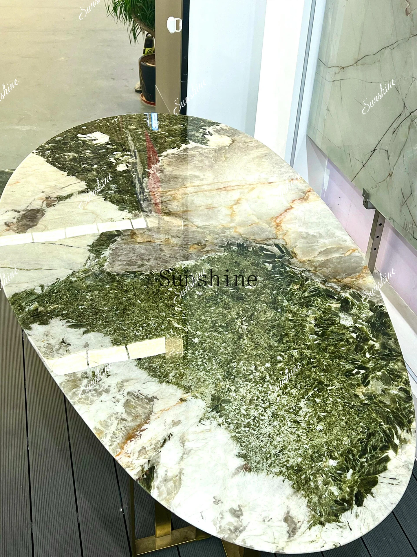 

High-end atmospheric Italian light luxury water drop shape marble dining table FT