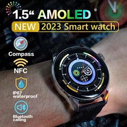 New Hk4 Hero Smart Watch Amoled 1.5 Inch Ltpo 2.5d Amplitude Mens Nfc Smart Watch Wireless Charging Bluetooth Call Gt3 Pro 2023