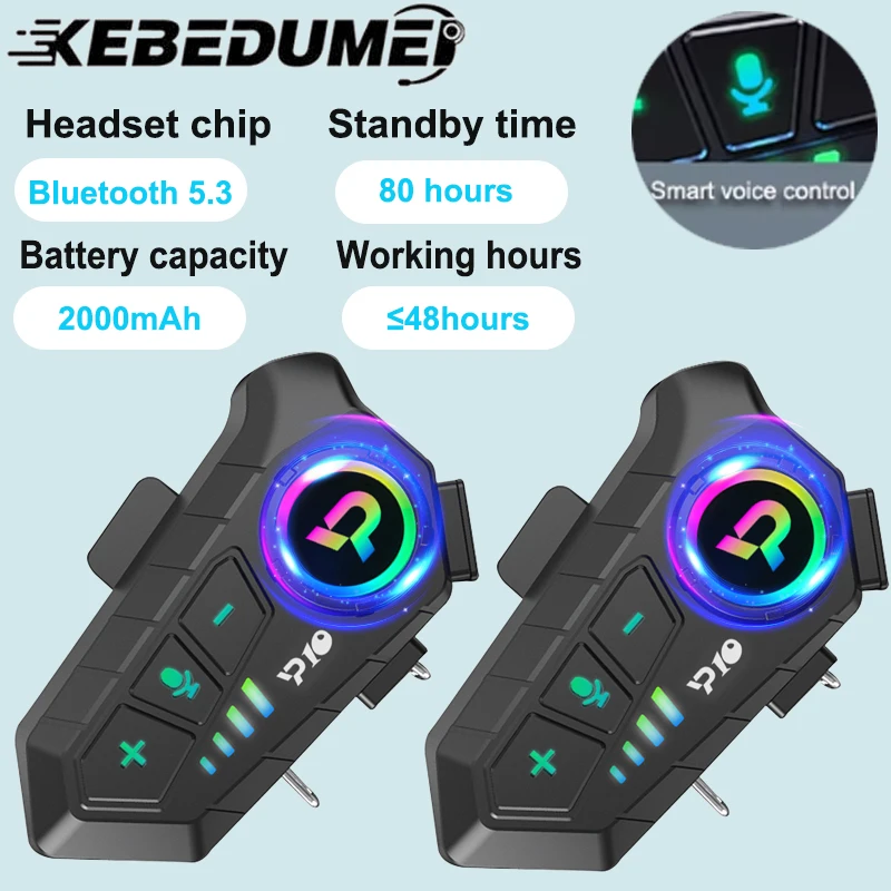 

Kebedumei Bluetooth5.3 Motorcycle Helmet Headset Wireless Hands-free Call Waterproof Noice Reduction Super Long Standby Earphone