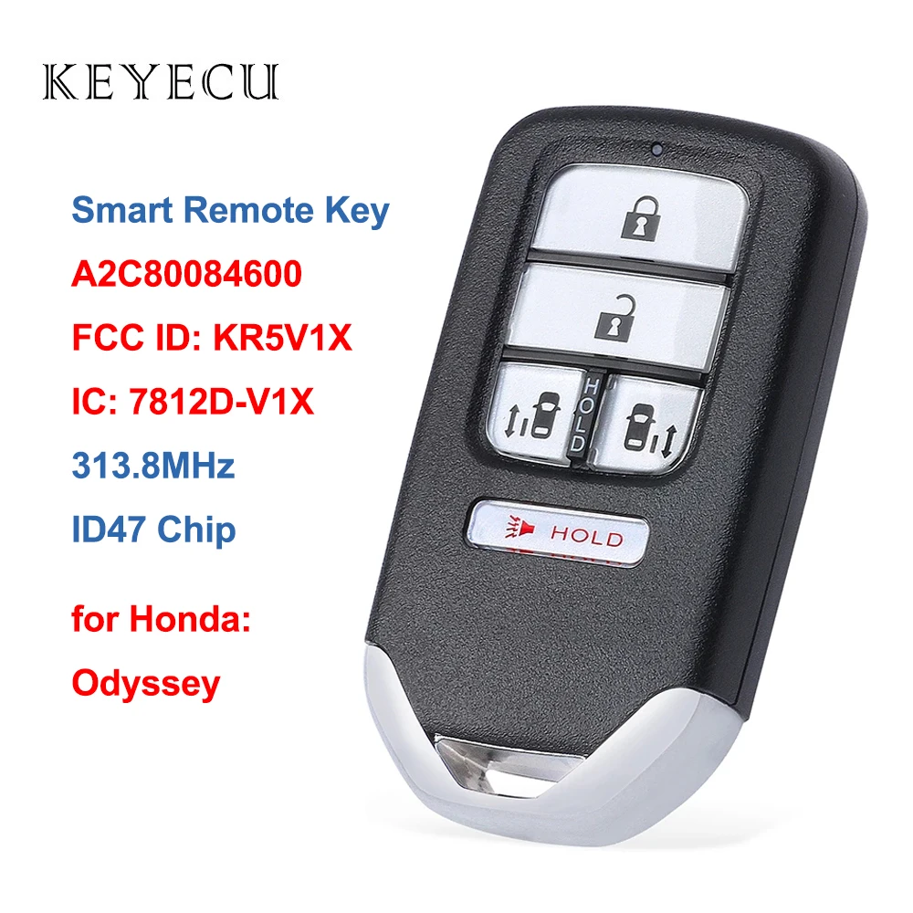 

FCC ID: KR5V1X P/N: 72147-TK8-A81 Smart Remote Car Key Fob Replacement 5 Buttons 313.8Mhz for Honda Odyssey 2014 2015 2016 2017