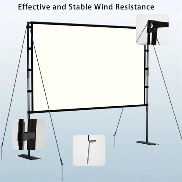 

White Grid Anti-light Foldable Tripod Projector Screen with Stand for Outdoor Home