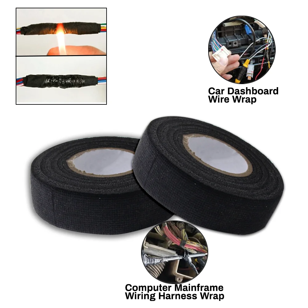 15M 25MM Heat-resistant Adhesive Cloth Fabric Tape For Automotive Cable Tape Harness Wiring Loom Electrical Heat Tape