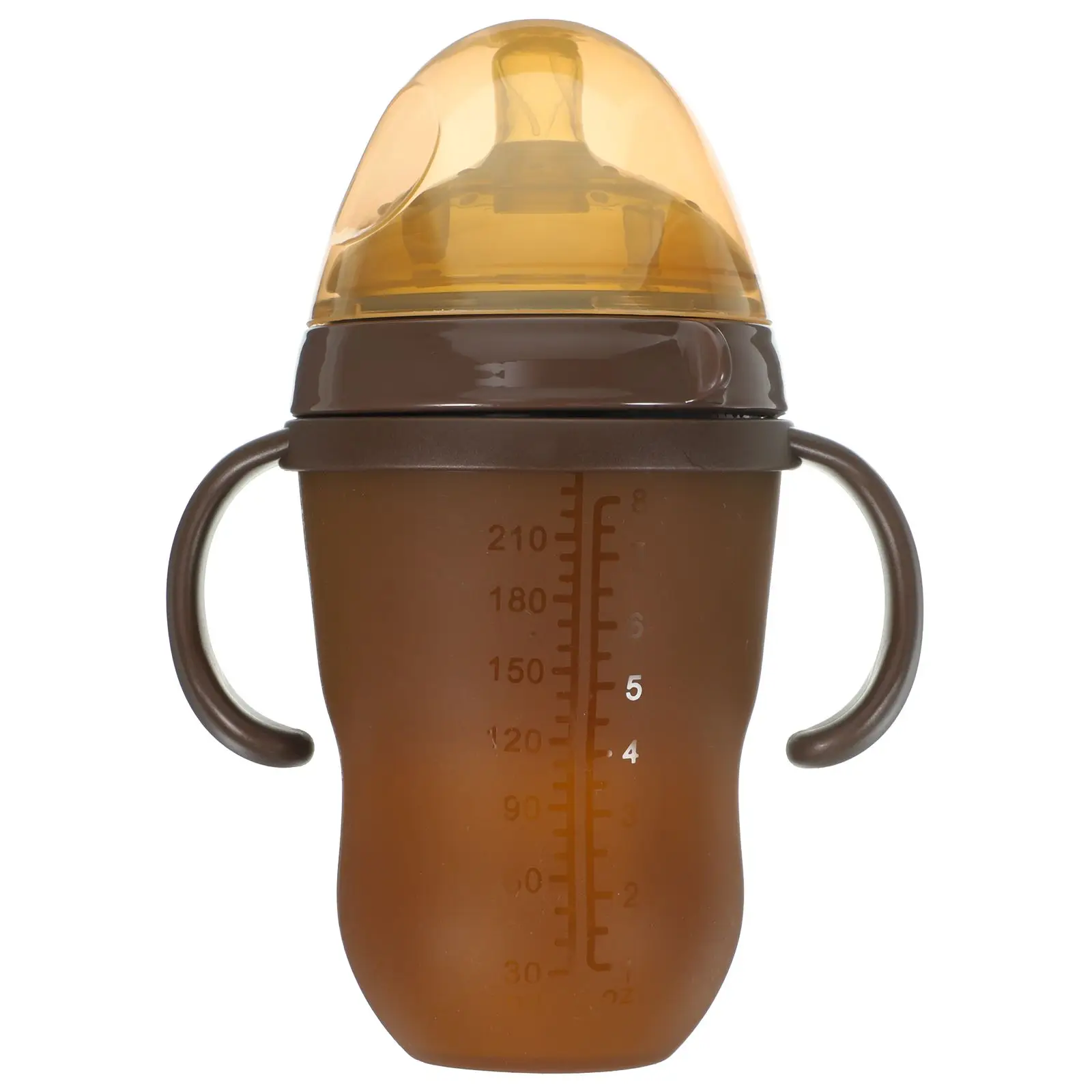 Silicone Baby Bottle 250ml Coffee Brown Soft Tip Wide Mouth Feeder Nursing Bottle for Newborn Infant
