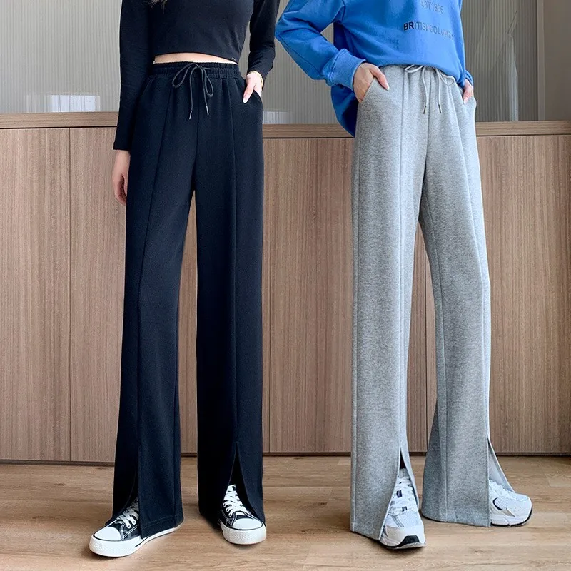 

Женские летние тонкие брюки с высокой талией и широкими штанинами, свободные, универсальные, прямые, длинные, для весны и осени, повседневные, с эффектом стройности