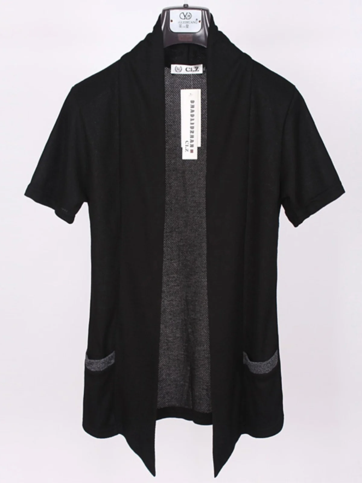 

Slim Fit ort Sve Open Cardigan Faionable Bla Lightweight Korean Sle Summer Knitted Top for Men Casual Comfortable