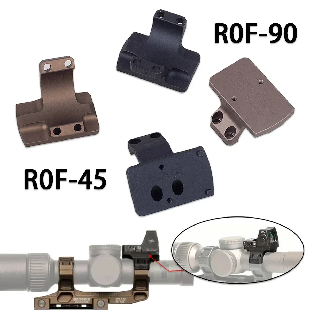 ROF-90/45 RMR Red Dot Sight Raiser Mount For GEISSELE SUPER PRECISION 25.4/30mm Ring Scope Mount Rifle AR15 M4 M16